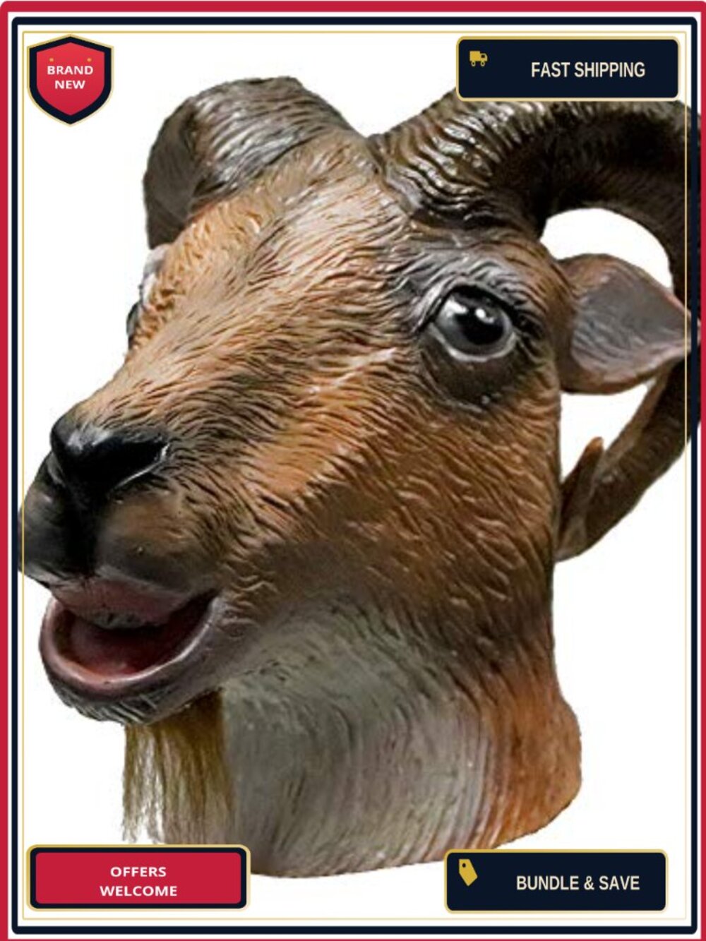 Realistic Rubber Latex Goat Mask Full Head Halloween Costume Party